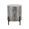 22.25" Multicolor Mother of Pearl Shell Geometric Handmade Inlay Accent Table with Black Legs